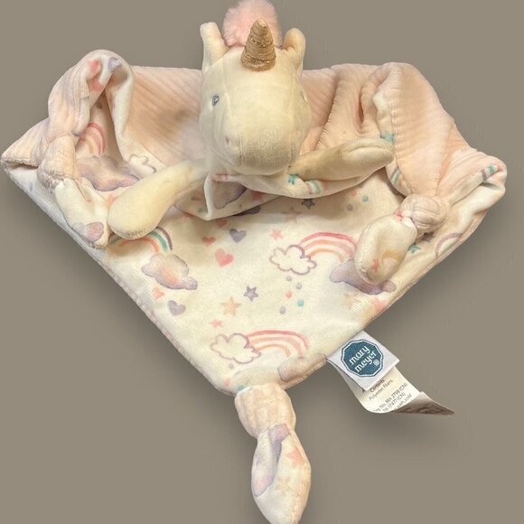 LOT Mary Meyer Baby Unicorn Plush Toy & Lovey Security Blanket Knotted Pink Soft - Picture 6 of 14